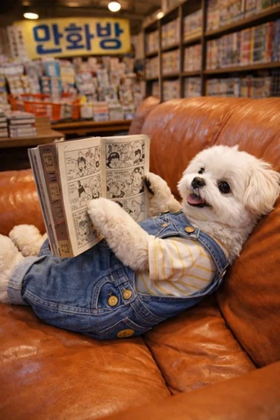 Reading dog (I2V from still) — source first frame